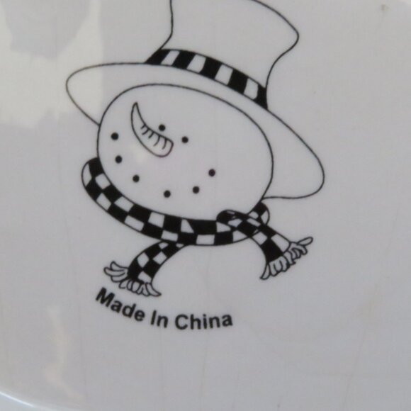 Snowman Ceramic Plate / Candy Dish Xmas Christmas (K685) - Picture 4 of 4